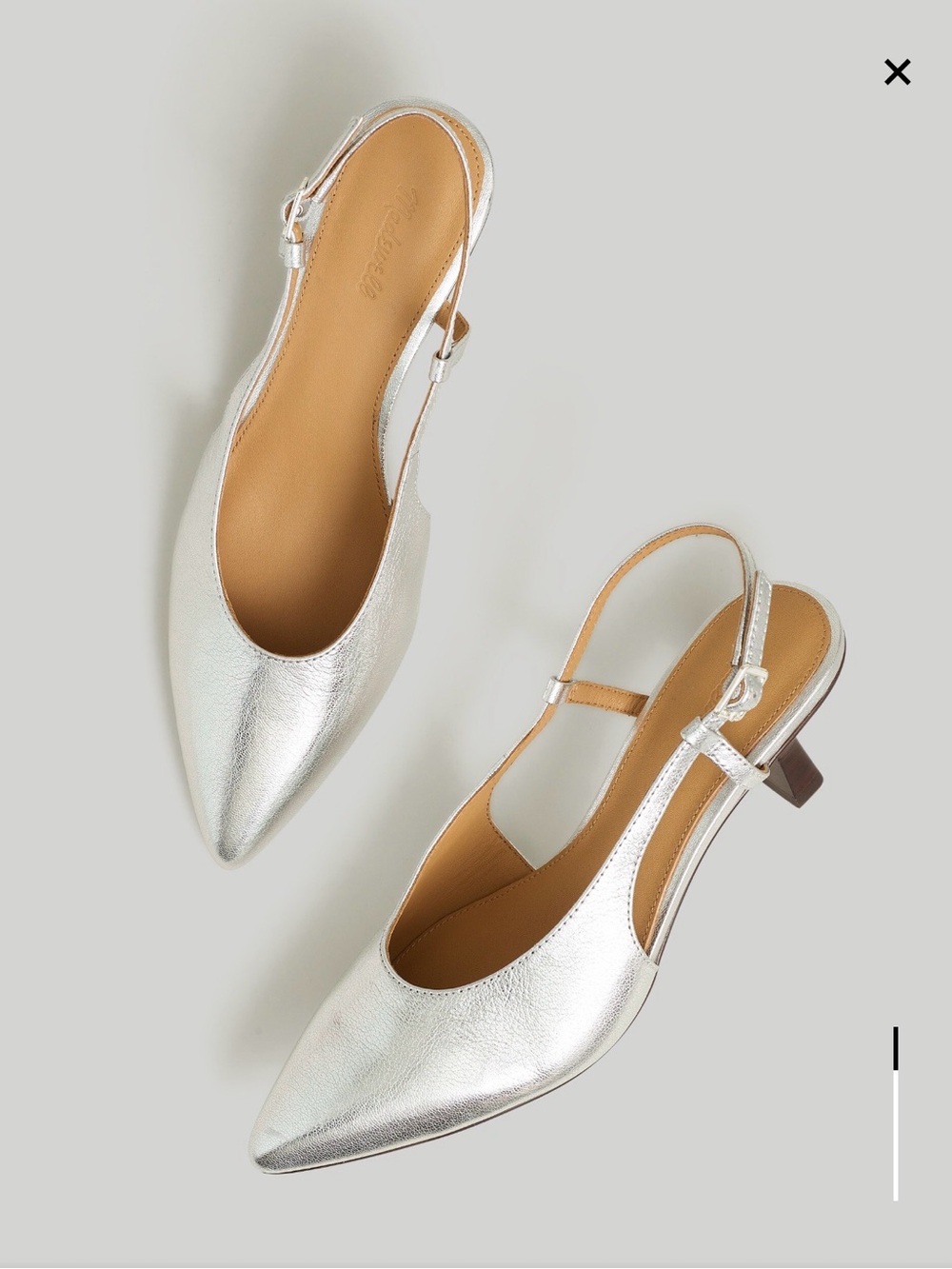 Madewell Debbie slingback pumps Silver size 8.5